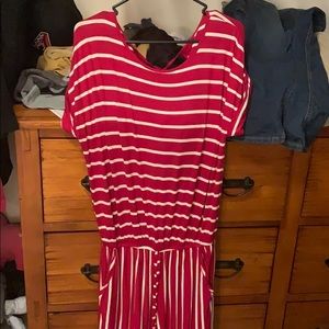 Red and white striped jumpsuit